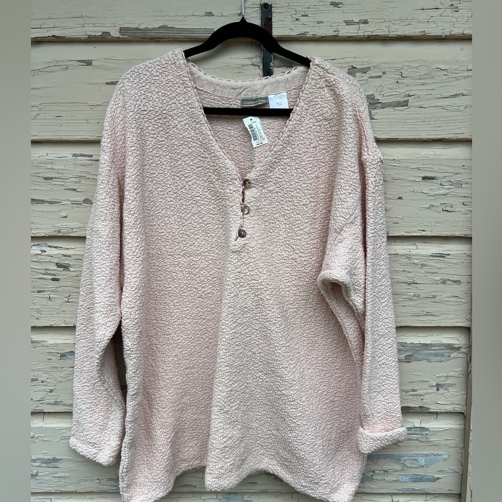 Vintage 90s Coldwater Creek 100% Cotton Chunky Boucle Knit Oversized Sweater XL